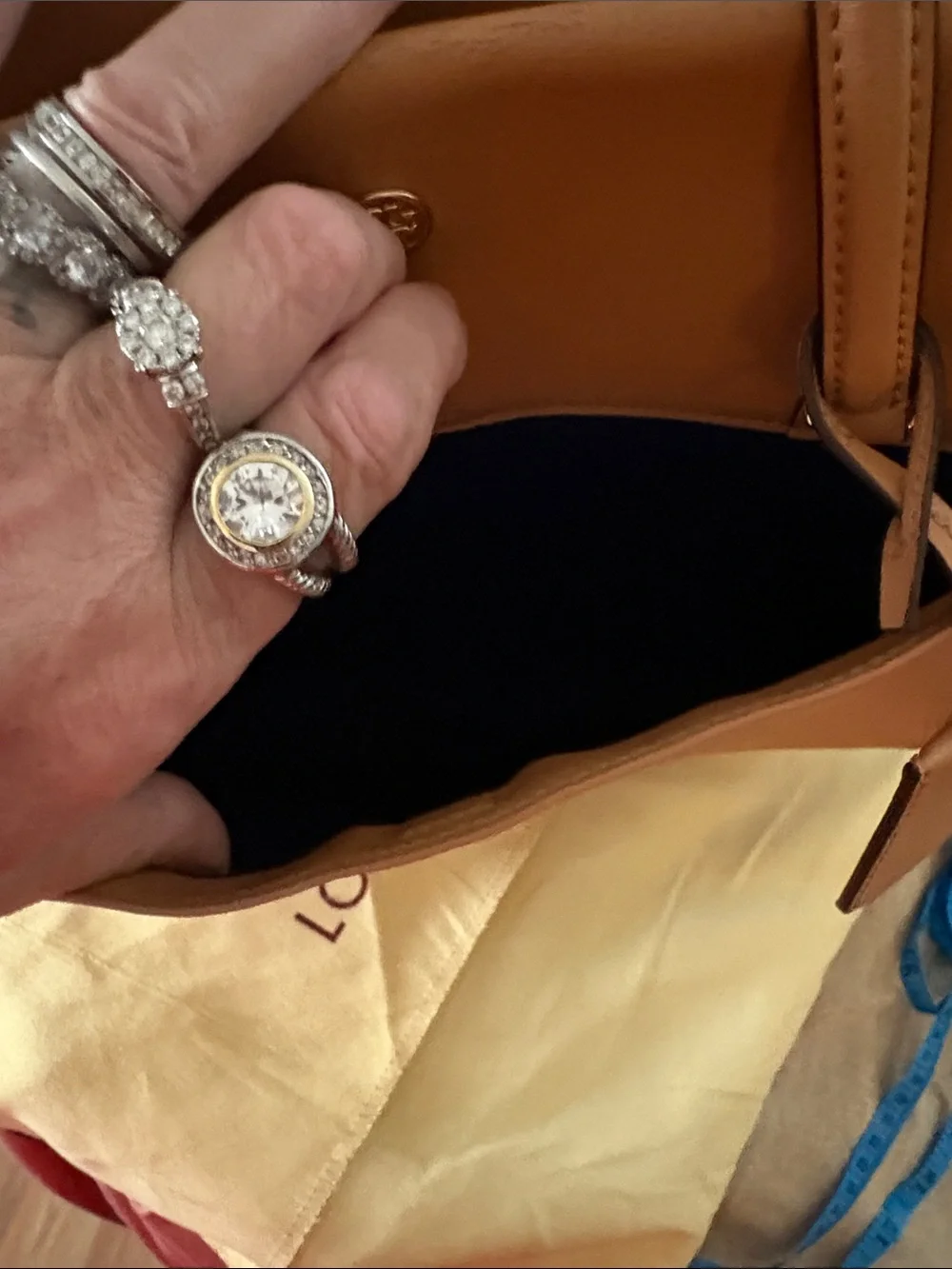 Tory Burch Beige-Tan Leather Tote with Gold Logo